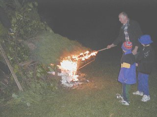 Lighting the bonfire - Click to download higher resolution image (200k)